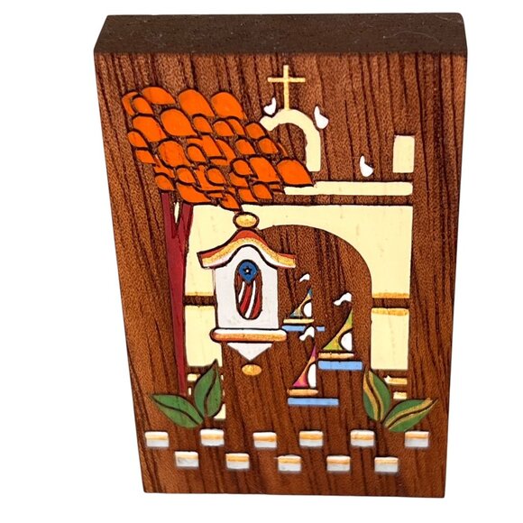 Lesodi Puerto Rican Art Hand Painted Wooden Set Of 3 Angel Church Colorful - Picture 5 of 13